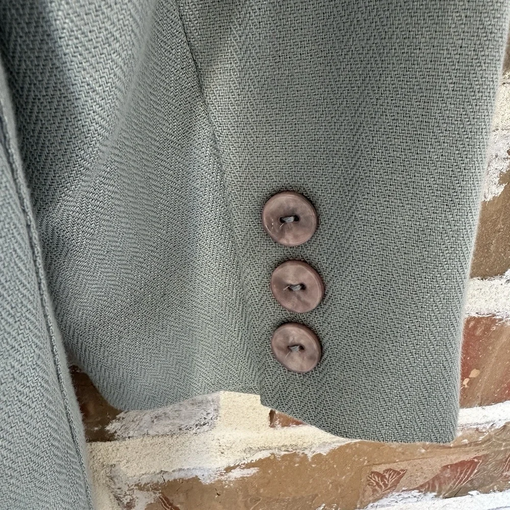 Talbots Irish Linen Skirt‎ Suit Set Women's Size 8 Waist 28 Inch Lined Blue Gray